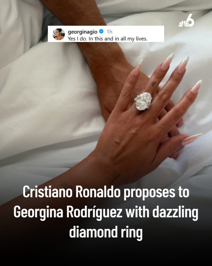 Cristiano Ronaldo and Georgina Rodriguez announcing engagement on Instagram with romantic hand photo