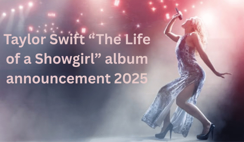 Taylor Swift The Life of a Showgirl 2025 album announcement with confetti and stage lights