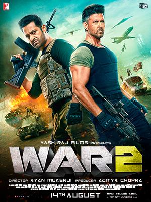 War 2 movie poster featuring Hrithik Roshan and Jr NTR 2025